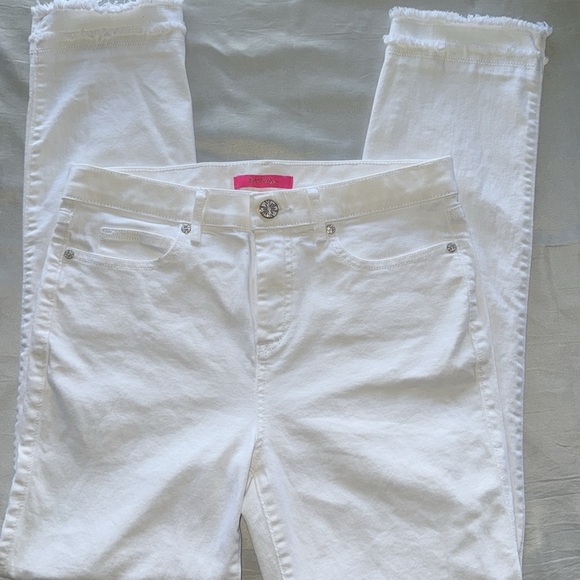 Lilly Pulitzer South Ocean High-Rise Skinny Jeans Resort White Double Raw Hem - Picture 8 of 15